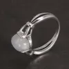 Solitaire Ring Real 925 Sterling Silver Bella Adjustable Opening Natural Moonstone Vintage Twilight Jewelry 221119