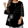 T-shirt grande taille femme T-shirt femme grande taille imprimé fleur abstraite grands chantiers hauts printemps automne dentelle transparente à manches longues dames rue hipster t-shirt 221121