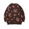 Herentruien Floral Jacquard gebreide trui heren herfst mode losse ronde nek pullover lange mouw retro mannen harajuku truien extra grote 221121