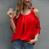 Camicette da donna Estate Donna Mezza manica Sexy con spalle scoperte Camicia bianca in pizzo Solid Scava fuori 5XL Allentato Lady Top Blusas 20030