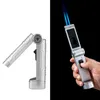 Novel Foldable Torch Gun Lighters Double Jet Gas Cigar Lighter Windproof Kitchen BBQ Lighter Cigarette Smoking Accessories Gift