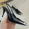 Women Sandals Dance Shoe High Heels Beach Shoes Party Fashion 100% Leather Pointed New Sexy Designer Super Lady Wedding Metal Buckle Large Size 35-41-42