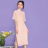 Etnische kleding zomer gemodificeerde Chinese stijl dameskleding boterosie cheongsam retro jong meisje temperament jurk