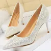 Dress Shoes Women 7.5cm Thin High Heel Pumps Bridal Bling Sparkly Heels Lady Party Fashion Glitter Wedding Plus Size