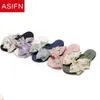 Asifn sandalen schattige boog slippers vrouwen zomer ademend in stijl buitenkleding Korean bloemen strand zoete platte schoenen J220716