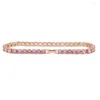 Bracelets de cheville 2022 été glacé Hip Hop brillant CZ cristal Tennis cheville pied chaîne rose Bracelet femmes délicat bijoux cadeau de mariage