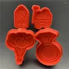 Bakning formar 4sts Alla hjärtans dag verktyg Set Plastic Biscuit Spring Mold Diy Baby Weddant Fondant Cake Decorating Cookie Cutter Stamp