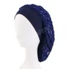 Bonnets de nuit en Satin Double couche pour femmes avec filet élastique en filet au Crochet couvre-tête Turban casquette de perte de cheveux