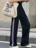 Женские штаны Capris Houzhou Black Sweat Antans Женщины осенние корейское стиль модная печать мешковатые бегуны повседневные брюки с высокой талией 221121