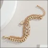Charmarmband kristall kubansk kedjearmband hänglås charm mtilayer stapling armband för kvinnor mode smycken droppleverans dh5mc