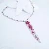 Collana Orecchini Set MODA Romantico V Stile Rosso VERDE Zircone Orecchino Matrimonio Sposa Banchetto Abito formale Gioielli