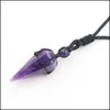 Подвесные ожерелья Qimoshi Natural Stone Hexagonal Implycted Reiki Chakra Pendants Заживление Кварцевые кристаллические ожерелья Pendums Corle Dhd3l