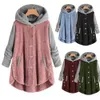 Mode truien katoren button-up luipaard print splicing hoodie voor vrouwen meisje winter warme pluche sweatshirt trui jas jas hoodies jassen jassen bovenkleding