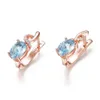 Charm Kuololit 585 Rose Gold Topaz Gemstone Luxury Clip Earrings for Women Genuine 925 Sterling Silver Emerald Mint Sapphire 221119