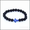 Bracciale con perline di lava naturale con perline Croce per uomo e donna Braccialetti con consegna a goccia di gioielli per diffusione di olio essenziale di Yoga Dhrts