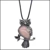 Подвесные ожерелья дамы сова исцеляющие подвесное ожерелье мужское духовное драгоценный камень 19 12 шт.