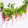 الزهور الزخرفية 180 سم الوستارية الاصطناعية زهرة زهرة وهمية Ivy Plant Garland for Wedding Arch Home Garden Decoration 100 PCS