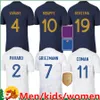 Французский клуб Полный комплект 2022 Benzema Soccer Jerseys 2023 Giroud Mbappe Griezmann Saliba Pavard Kante Maillot de Foot Equipe Maillots Kid