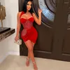 Robes décontractées Sexy licou dos nu Mini pour les femmes élégant Club fête Corset robe moulante fente latérale froncé maille pure Cocktail