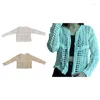 Damesvesten vrouwen Franse lange mouw open voorkant bijgesneden Cardigan herfst Hollow Out Crochet Geport geometrische losse uitklaapjes jas