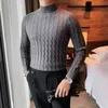 メンズセーター5色秋の冬のねじれ編みセーターメンズ衣類シンプルなスリムフィットカジュアルジャックセーターhommeスリムウォームニットプルオーバー221121