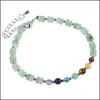 Perlen Mode verstellbare handgemachte Silberkette Armband Böhmen Mticolor Kristall 7 Chakra Perle für Frauen Drop Lieferung Schmuck Bracele Dhsih