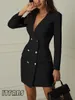 Casual Dresses Hirigin Elegant For Women Office Blazer White Black Autumn Winter Slim Suit Ladies 221121