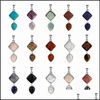 Pendant Necklaces Qimoshuble Pendant Natural Stone Drops Charm Jewelry Diy Necklace Keychain Men And Women 12Pcs Drop Delivery Neckl Dhavs