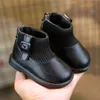 Stiefel Herbst Winter Baby Kleine Mädchen Socke Lederschuhe Junge Kurze Prinzessin Quadratische Hölle Plattform Kleinkind 221121