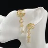 2022 nouvelles boucles d'oreilles de charme mode marque de luxe concepteur magnifique couleur diamant perle pendentif pop fête étoile boucles d'oreilles mariage top bijoux avec boîte et timbre