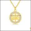 Pendentif Colliers Or Arbre De Vie Collier En Acier Inoxydable Creux Cristal Coin Pendentif Colliers Pour Femmes Hommes Bijoux De Mode Dro Dh7Vf