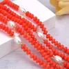 Smycken utmärkta 5Strands White Pearl Orange Coral Necklace