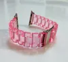 Smart tiras resina resina transparente clear Candy color pc cadeia link band dobrive clop strap watch watchband bacelete fit iwatch Series 8 7 6 5 4 3 para Apple Watch 38 42 44 45mm Wristban