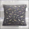 Pillow Case Bronzing Pillow Case Feather Pattern Pillowcase Plush Throw Er Home Office Sofa Seat Embrace Cushion Drop Delivery Garde Dhlhi