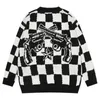 Men's Sweaters Hip Hop Knitted Men Harajuku Vintage Star Gun Plaid Jumper Streetwear Casual Oversized Pullover Couple Autumn Tops 221121