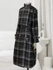 Women Blends Lautaro Autumn Winter Long Loose Warm Plaid Trench Coat for Women Raglan Sleeve Belt Double Breasted en Overcoat 221119