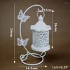 Candle Holders N80B Elegant Rattan Butterfly Hanging Night Light Hollow Candlestick Wrought Iron Electric Home Furnishing Lamp El Restaurant