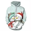 Felpe con cappuccio da uomo 2022 Inverno Regalo di Natale Albero Pupazzo di neve Animale Panda 3D Stampa Uomo Felpa con cappuccio Donna Allentato Casual Pullover Abbigliamento