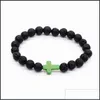 Bracciale con perline di lava naturale con perline Croce per uomo e donna Braccialetti con consegna a goccia di gioielli per diffusione di olio essenziale di Yoga Dhrts