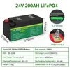 24V 200AH LIFEPO4 حزمة بطارية 300AH LITHIUM Solar Battery Grand A Cell A BEMS 4000 CYCLE لـ RV BOAT NO TAVE LIFEPO4 48V