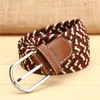 Ceintures en cuir tricoté 3.5cm de large ceinture décontractée boucle ardillon en métal homme femme noir marron mode sangle de taille pour jupe en jean