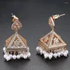 Baumelnde Ohrringe Jhumka Perlen Glöckchen Tropfen Kristall Strass Braut Hochzeit Party Schmuck Bollywood Gypsy Jhumki Ethno Tribal