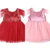 Weihnachten Kind Rotes Kleid Für Mädchen Kleinkind Baby Mädchen Pailletten Prinzessin Tutu Kleid Federn Hülse Mädchen Party Hochzeit Geburtstag Kleid q1223