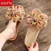 Asifn Cute Flowers Kampy Kapcie Casual Flowers Big Arch Linen Ultralight Sandals Women Miękkie kapcie w stylu japoński J220716