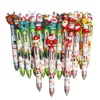 Ballpoint Pens 20pcs Gel Cartoon Santa Claus 6-color Press Creative Hand Kawaii Gifts School Office Stationary 221119