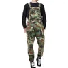 Pantaloni da uomo Salopette cargo da uomo moda con tasche multiple Tute mimetiche stile militare Bretelle da lavoro