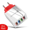 High Speed 4 USB Ports Wall Charger 3A QC 3.0 Auto Power Chargers Adapter EU US UK Plug For Iphone Samsung Android phone PC mp3