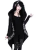 Kadın Hoodies Sweatshirts Gotik Punk Siyah Uzun Sonbahar Ay Baskı Kollu Gevşek Ceket Kapşonlu Sweatshirt 221121
