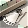 측정 도구 스테인리스 스틸 요리 베이킹 측정 도구 금속 측정 숟가락 스푼 쌓을 수있는 세트 건조 또는 액체 주방 도구 드로 DHXL8