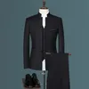 Herrenanzüge Blazer Mode Lässig Boutique Weißer Stehkragen Chinesischer Stil 3-teiliges Anzugset Slim Fit Jacke Mantel Hose Weste 221121